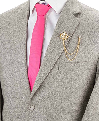 Knighthood Men's Golden Crown With Hanging Chain Brooch Golden, Lapel pin, lapel pins for men - Thumbnail 2
