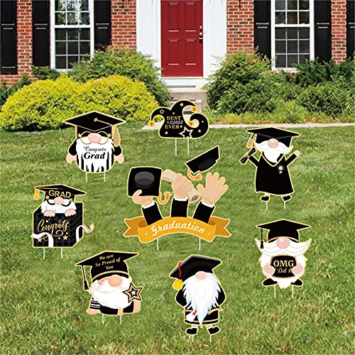 Perfqu 8 Pcs Granduation Yard Signs, Graduation Waterproof Lawn Decorations #TOP8
