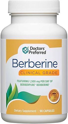 DOCTORS' PREFERRED Suplemento de grado clínico de berberina, formulado por médicos, 1500 mg por porción diaria  90 unidades