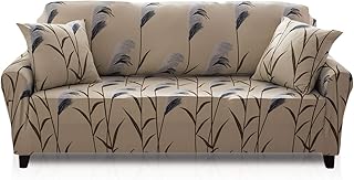 Fashion·LIFE Housse de Canapé 3 Place Extensible Elastique SalonImprimé Dessin avec Accoudoirs Décoration Protecteur Housse de Fauteuil,Marron Clair