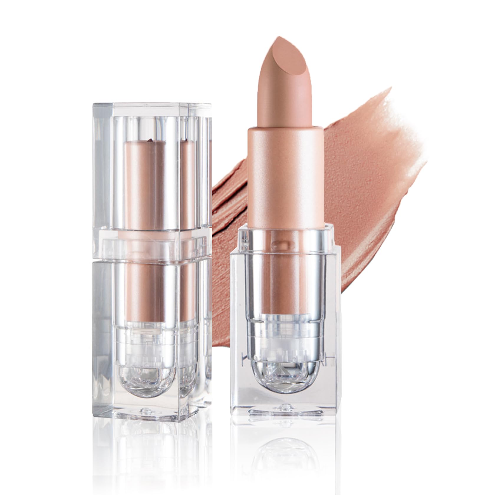 IONSGAKO Matte Nude Lipstick, Velvet Lip Gloss for Women Girls, White Peach 607#White Peach