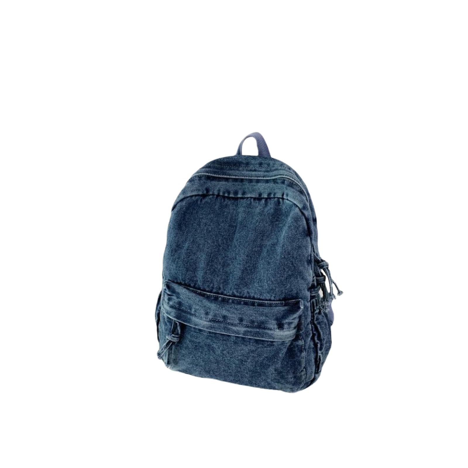 Gyios Backpack Denim Casual Canvas Daypack Handbag Lightweight Rucksack Shoulder Bag-dark Blue