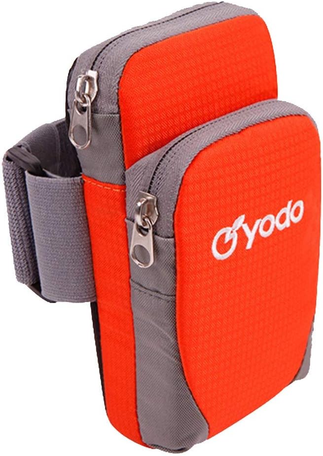 Yodo Running Sport Armband with Key Holder,2 Pouches Fits for iPod Nano/Cell Phone iPhone7/8/6S/6/Samsung Galaxy S5 S6 S7 Edge for Workout Exercise Gym Jogging Walking Biking Riding,Orange