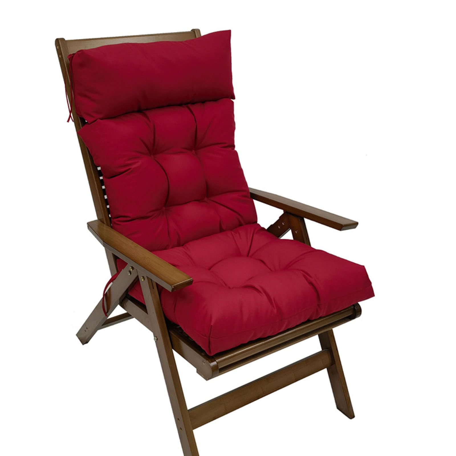 Tufted Adirondack Outdoor Chair Cushion,Waterproof Patio Chair Cushion,High Back Chair Cushion,Red