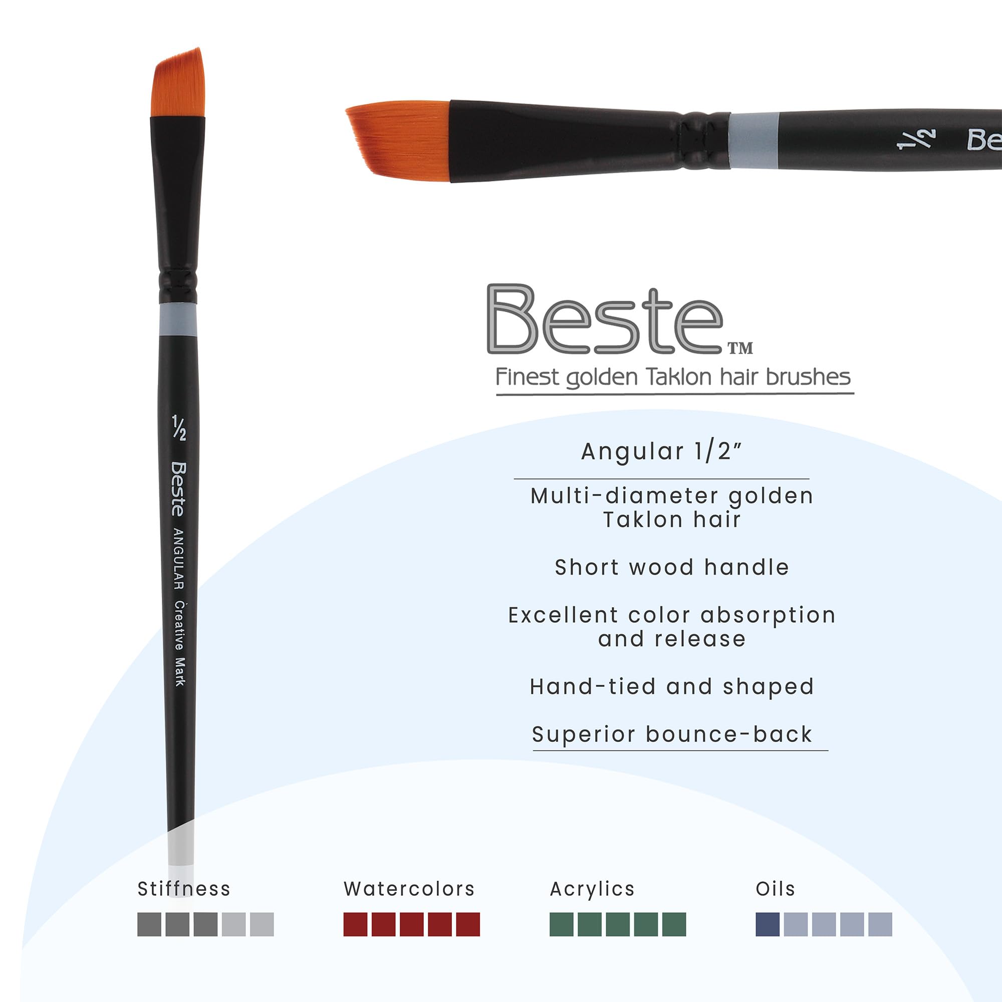 Creative Mark Beste Golden Taklon Angular, 1/2