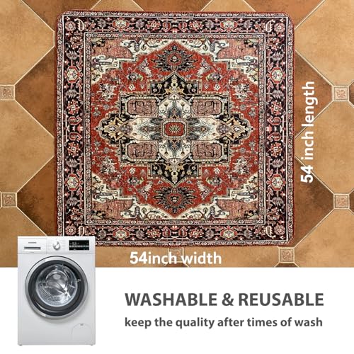 Image of nunubaby Washable Pee Pads for Dogs, Stylish, Non-Slip and Leak-Proof Pee Pads. Reusable Potty Pads for Dogs for Crates and Floors.(Red /Rect,54 inch x54 inch )