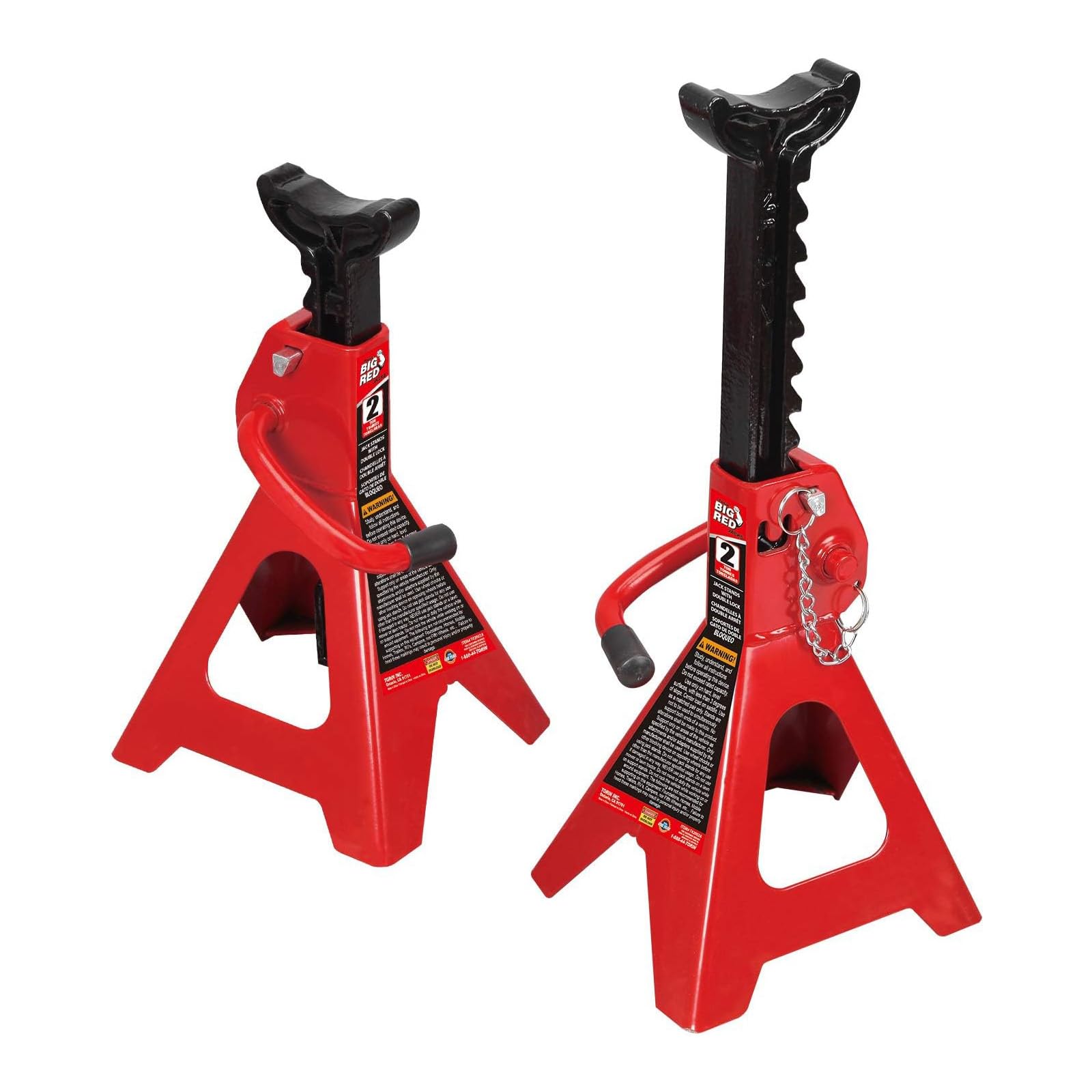 Big RED 2 Ton Double Locking Jack Stands, 10.8-16.5 Inch Adjustable Height
