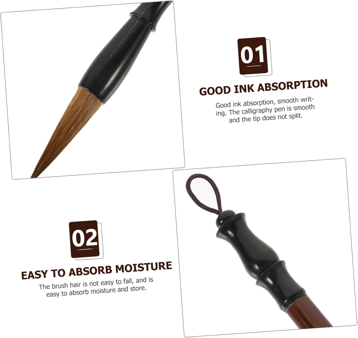 6pcs Chinese Calligraphy Brush Set Traditional Ink Pens for Beginners Lightweight Writing Tools for Painting and Ink Absorption Smooth Control