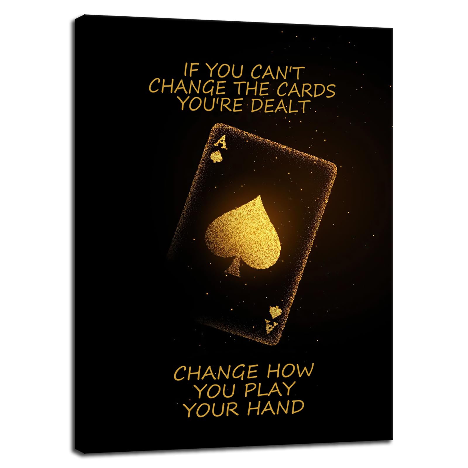 FHBWART Poker Posters Inspirational Canvas Wall Art Ace of Spades Game Office Wall Decor Motivational Quotes Positive Print Picture Painting Artwork for Home Bedroom Wall Decor Framed<18 x 24 inch>