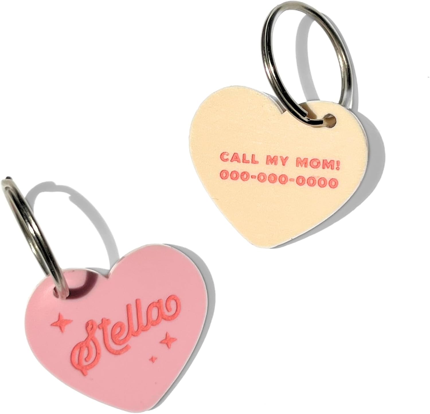 Personalized Pet ID Name Tag Charm Custom Engraved Contact Information Acrylic Collar Pendant with Stainless Steel Ring for Harnesses Lightweight for Dogs and Cats Cowboy Hat Neon Pink