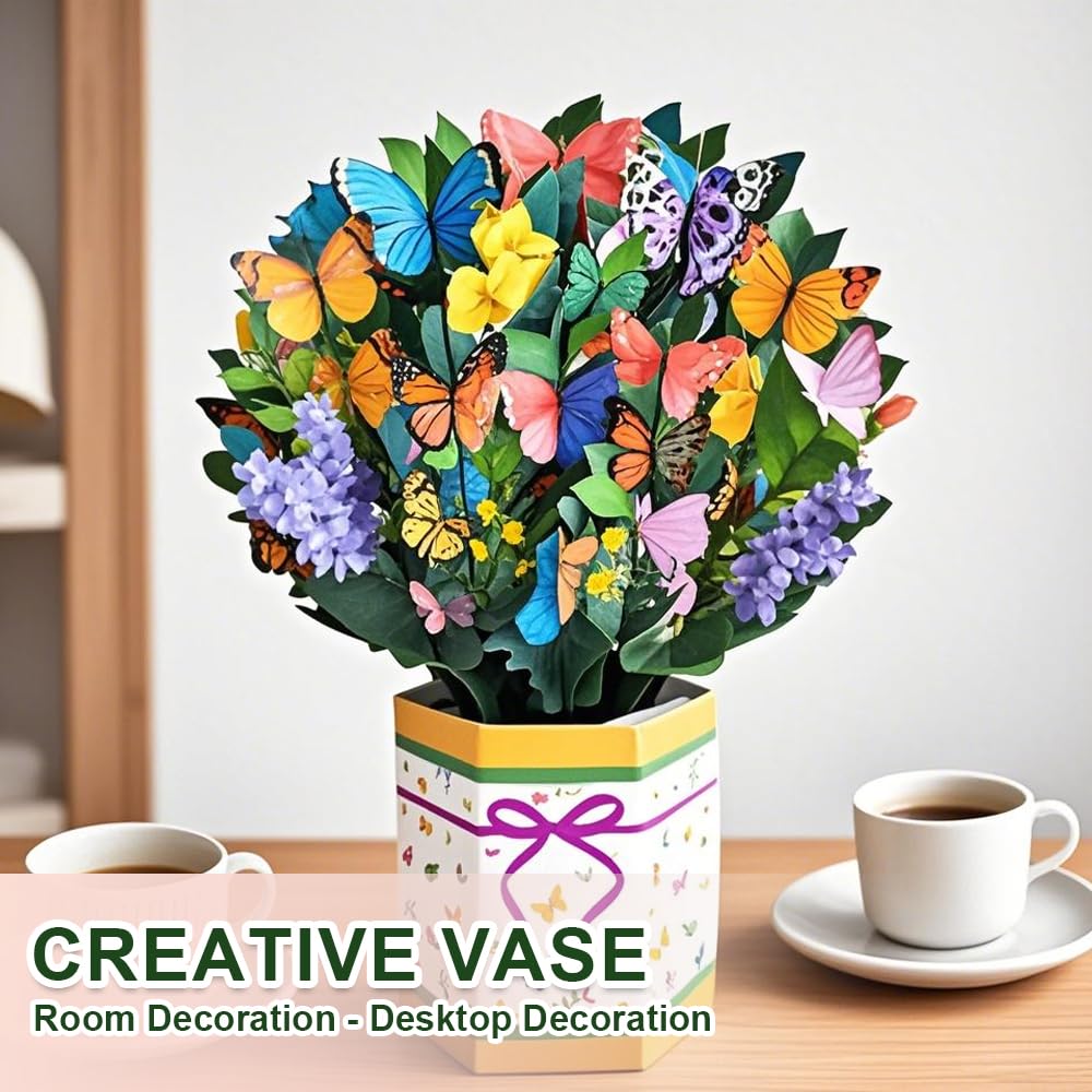 3D Pop Up Paper Flower Greeting Card W/ Envelope For Valentine's / Mother's Day - View #3