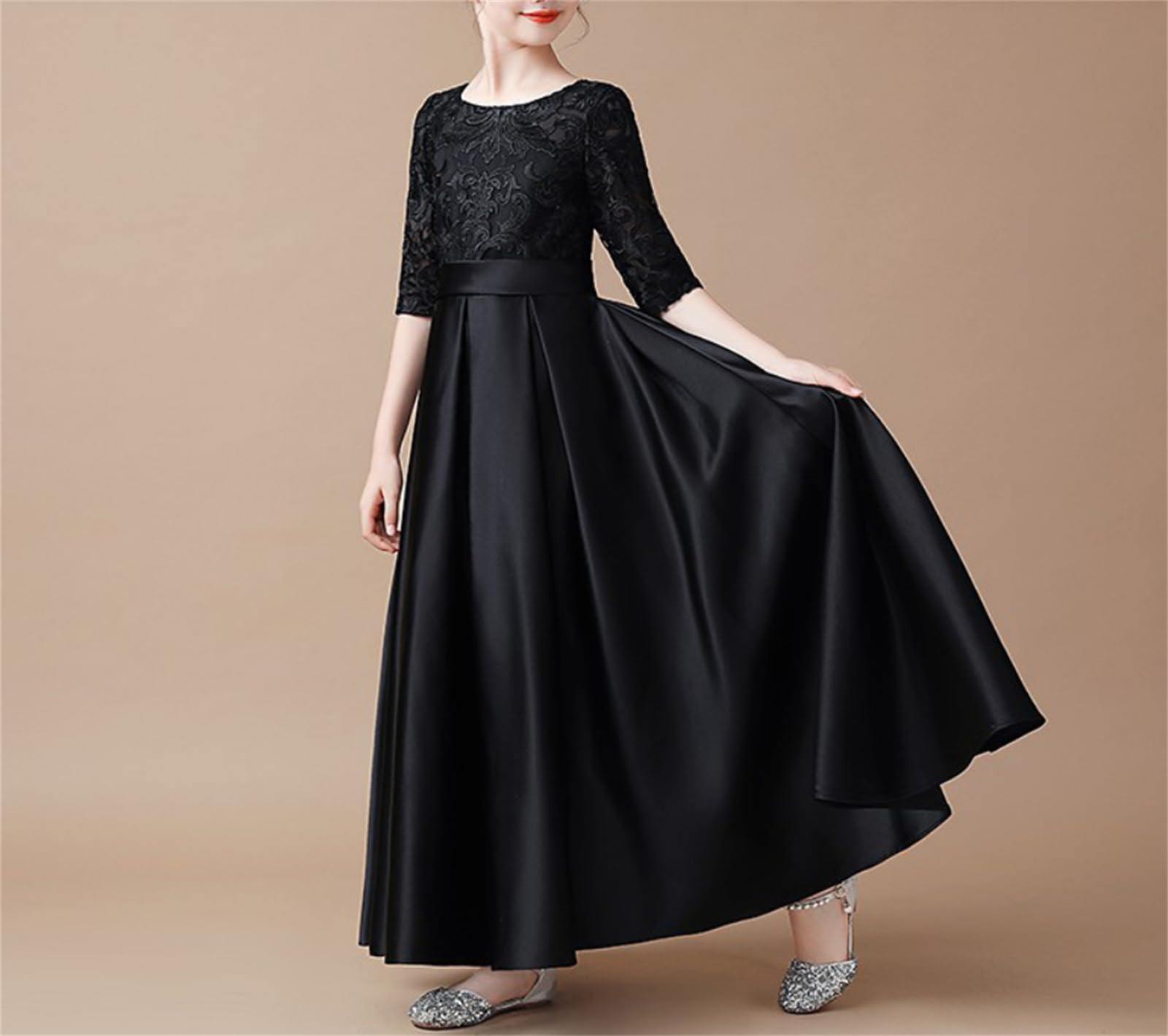 OTMYIGO Vestido de Princesa de Encaje para niñas, Vestido de Dama de Honor para Desfile de Bodas, Vestido de Princesa para niña, Vestido de Fiesta de cumpleaños Baile Primera comunión
