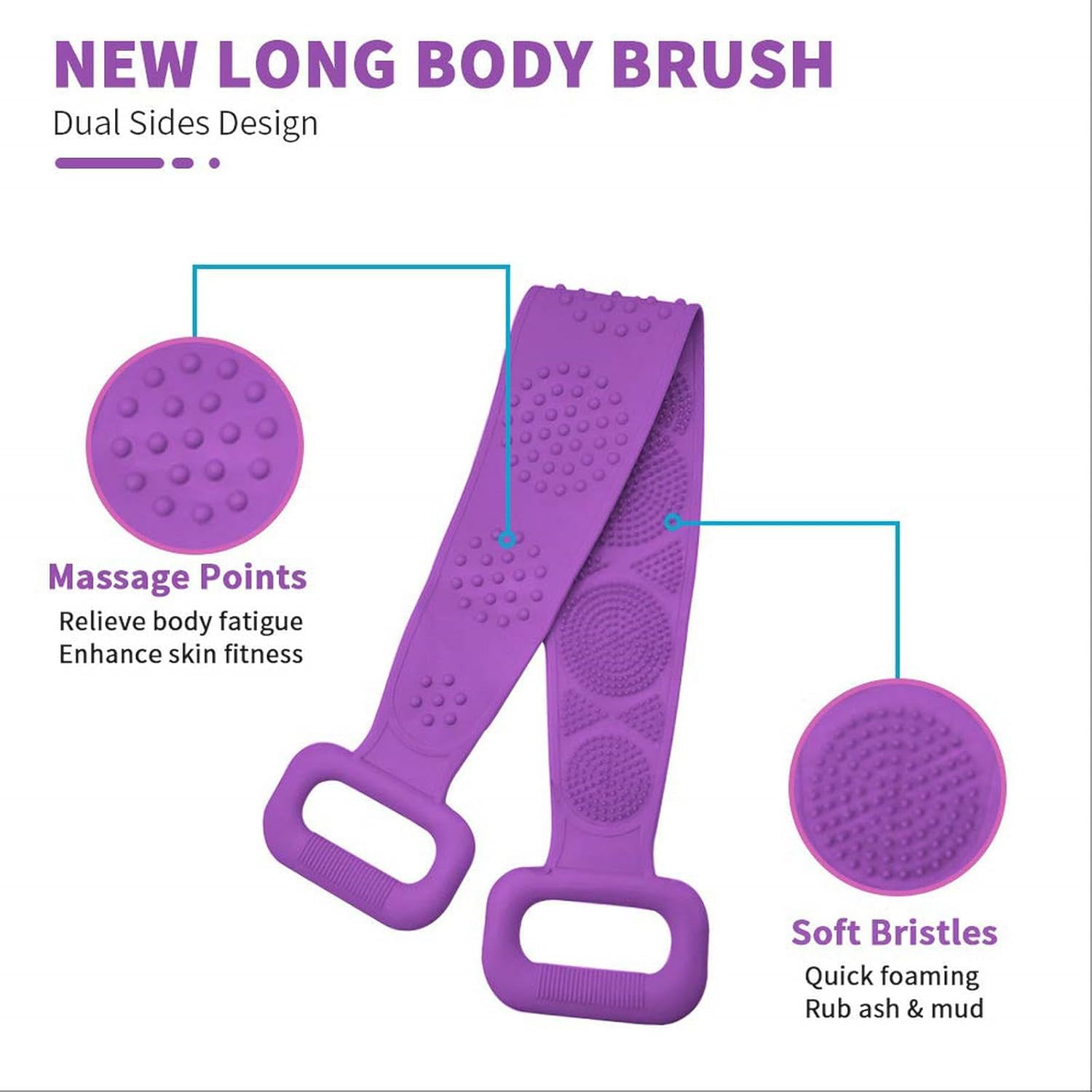 KEROK Back Scrubber for Shower Men, Dual-Sided Back Exfoliator Washer Scrub  Strap - 100% Back Coverage