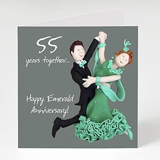 Holy Mackerel 55th Emerald Wedding Anniversary Card by Erica Sturla, 15cm square and blank inside