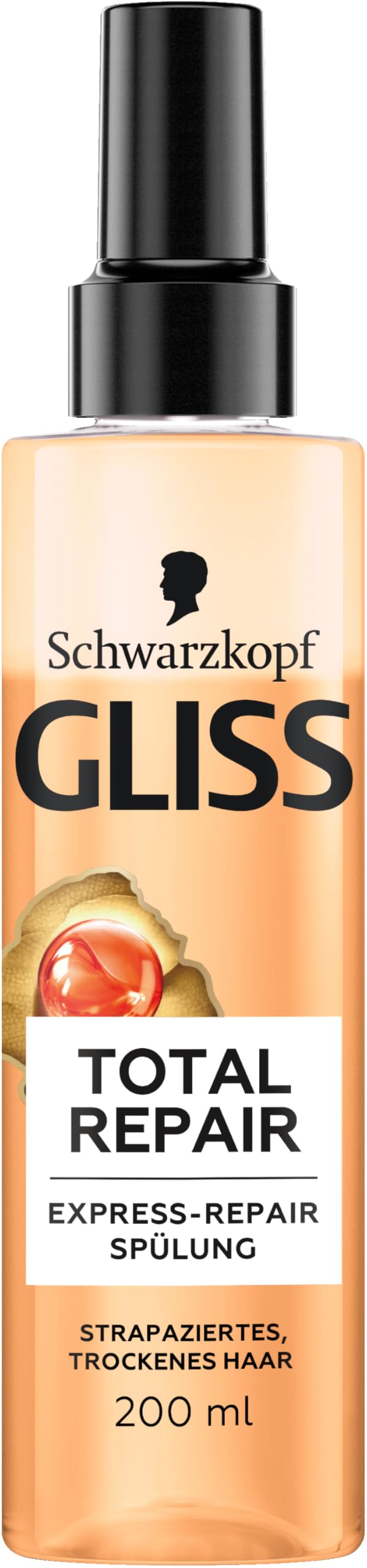 Gliss Express-Repair-Spülung Total Repair (200 ml), Haarspülung sorgt für sofortige Kämmbarkeit und Schutz vor Haarbruch, Pflegespülung mit Hitzeschutz bis zu 230 °C