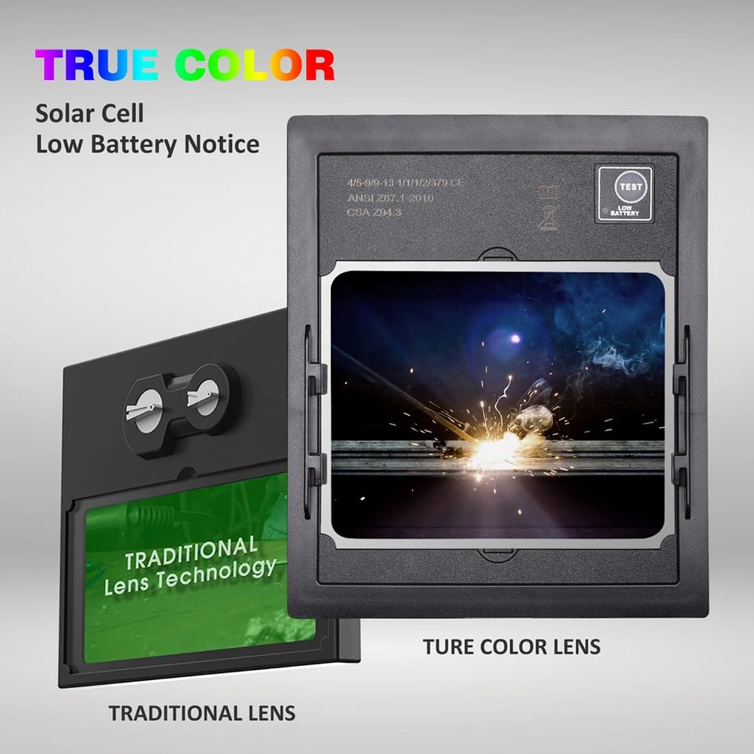 Máscara de Soldadura con Oscurecimiento Automático, Gran Pantalla y 4 Sensores para Soldadora MIG.