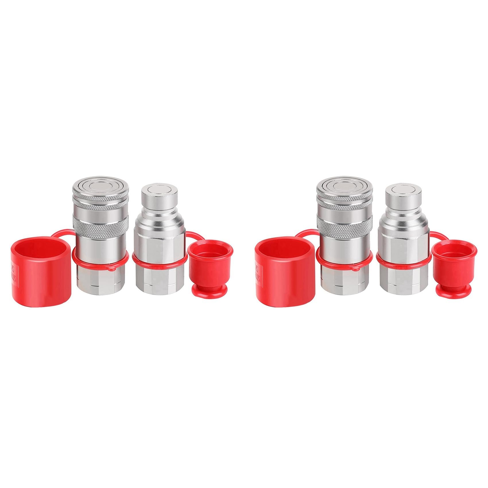 Ctrlzs 1/2Inch Npt Hydraulic Coupler Skid Steer Flat Face Quick Connect Couplings With 4Pcs Dust Cap