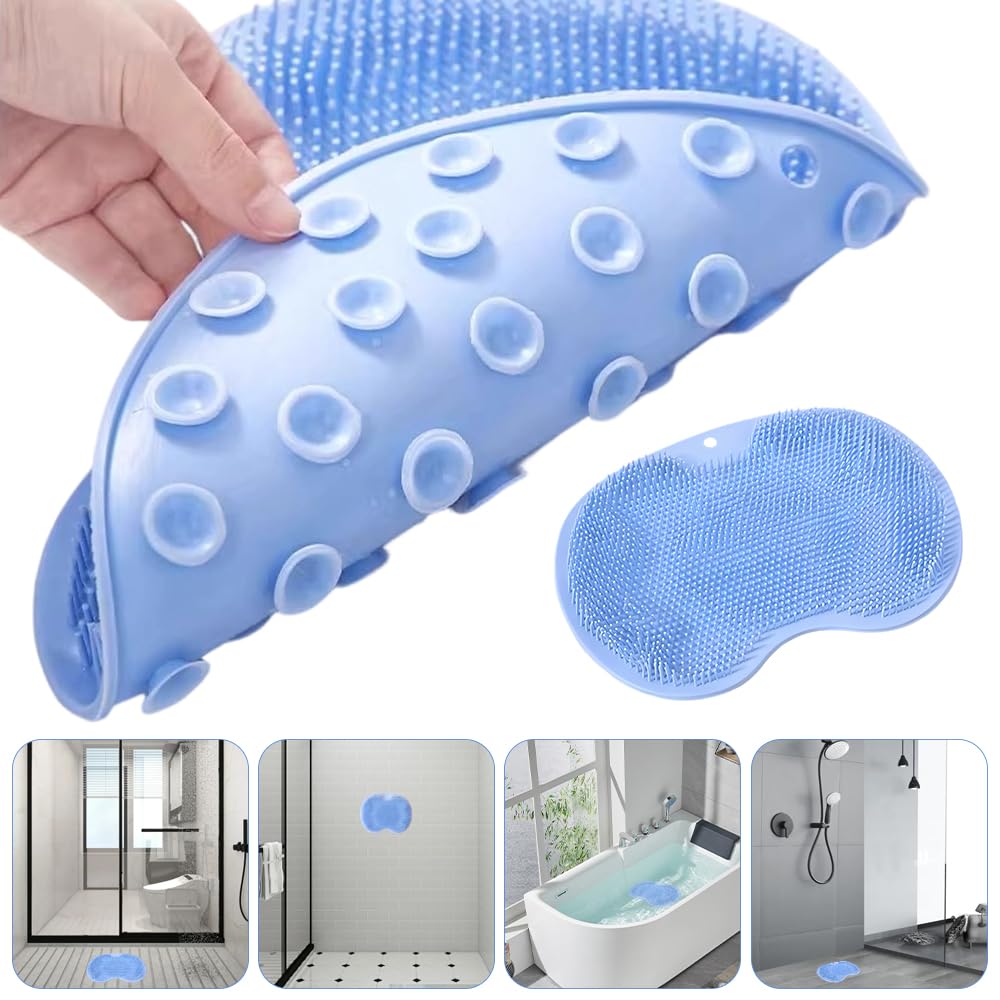 2 Pièces Tapis Massage Pieds Silicone, Laveur de Pieds de Douche | Tapis de Massage en Silicone, avec Poils Forts Doux et Ventouses Antidérapantes, pour Dos Nettoie, Circulation Exfoliation