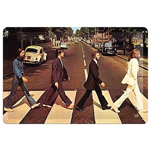 Nostalgic-Art Cartel de Chapa Retro Fab4 – Abbey Road – Idea de Regalo para los Fans de los Beatles, metálico, Diseño Vintage Decorativo, 20 x 30 cm