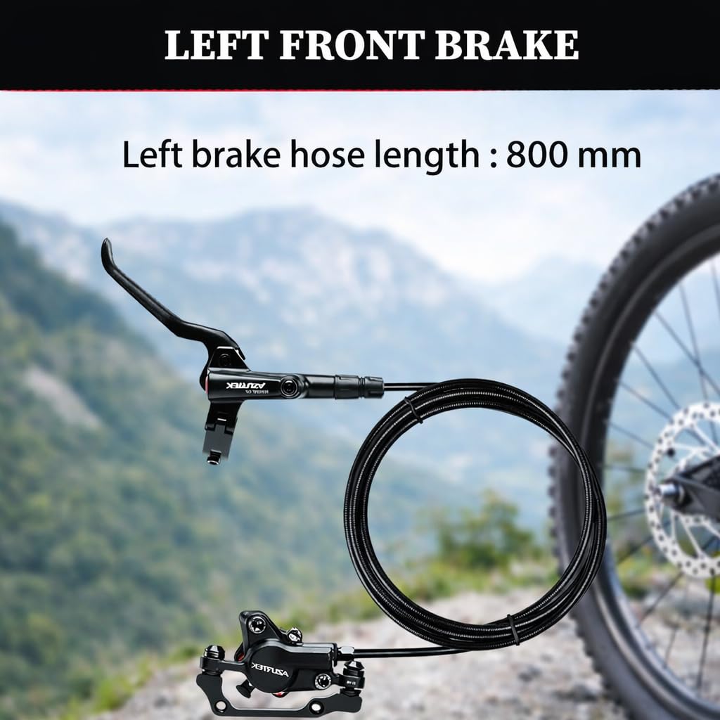 Juego de frenos de disco hidráulicos MTB, bicicleta de montaña freno delantero izquierdo 800mm, palancas de aleación de aluminio con calibres, adaptador PM/IS y rotor de 160mm, compatible con