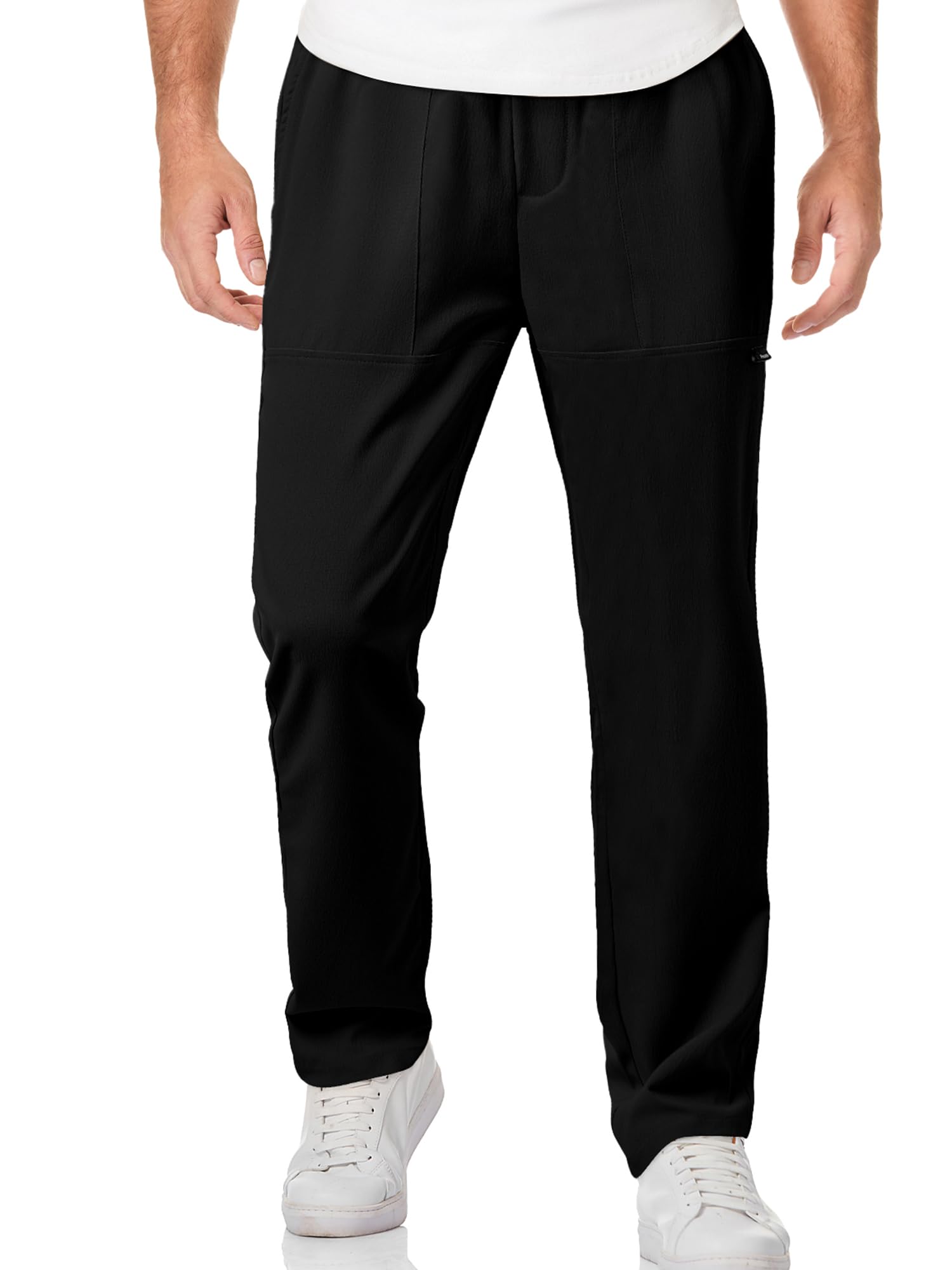 JMIERR Mens Casual Lightweight Pants Stretch Elastic Waist Drawstring Jogging Sweatpants Pants