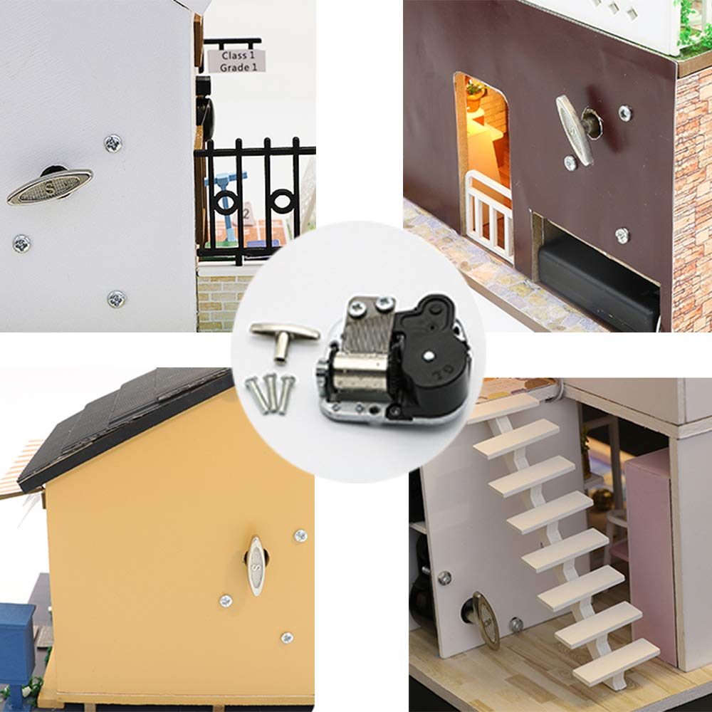 Movimiento musical para accesorios de casa de muñecas, romántica rotación manual, caja de música grande adecuada para la mayoría de casas de muñecas (castillo en el cielo) 7