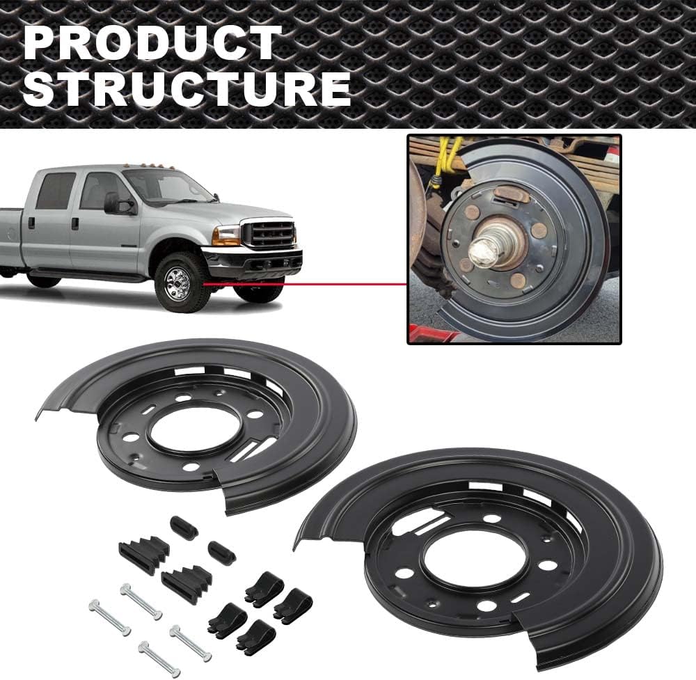 CROSSDESIGN Rear Brake Dust Shield Backing Plates Compatible with 1999-2015 Ford F250 F350 F450 F550 Super Duty Excursion