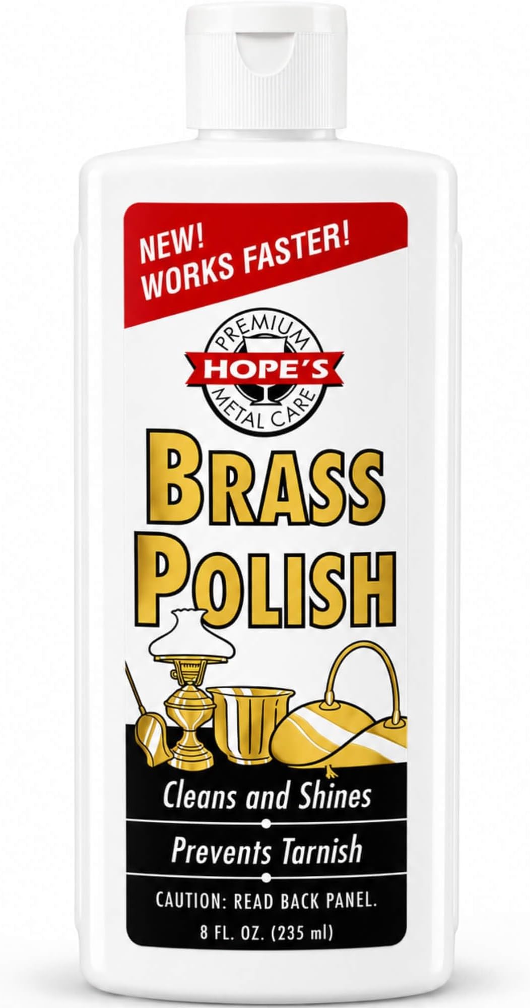 HOPE'S Brass Polish & Cleaner, Tarnish Remover for Copper Chrome Silver 8oz | Restores brilliant shine and leaves a protective barrier against tarnish on fixtures, instruments, jewelry, and home decor