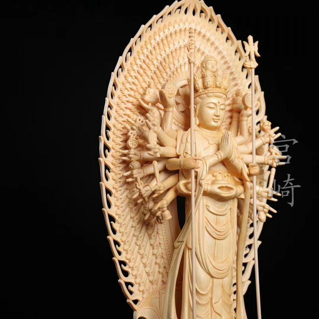 宮崎】千手観音菩薩 招財開運 仏教工芸品 供養品 木彫仏像 開運風水
