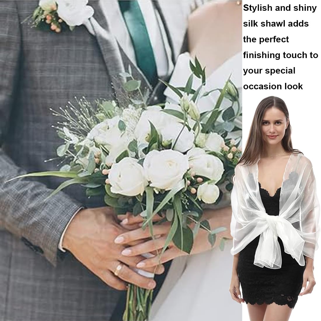 Étole Femme Mousseline De Soie Champagne – Foulard Élégant Léger Doux XXL, Châle Mariage Soirée Robe Élégante – Accessoire Chic Polyvalent