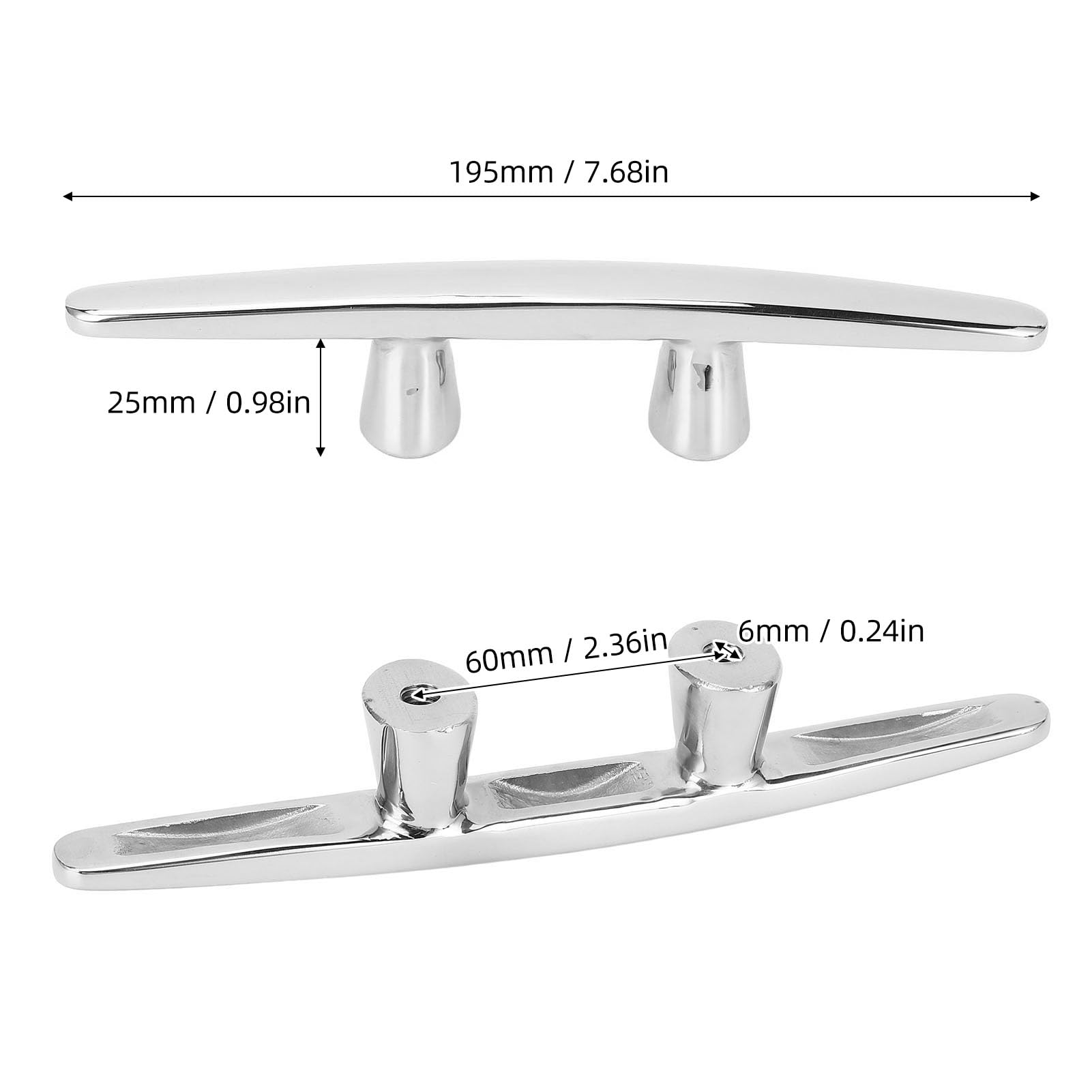 Boat Tie Down Cleat, Stainless Steel Heavy Duty Dock Cleat 6mm Thread for Yacht Ship Speed Boat, for Yachts, Boats, Docks, Kayaks, Jet Skis