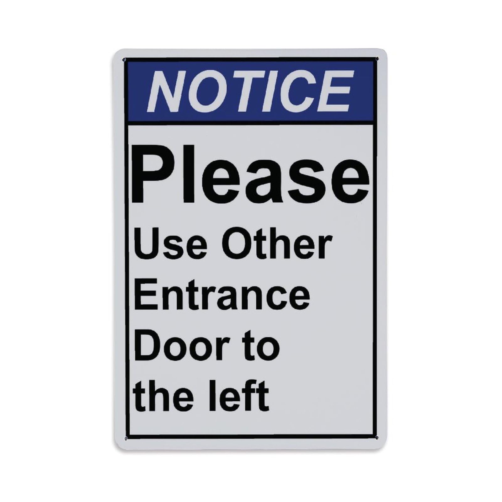 Notice Please Use Other Entrance On Left Door Office Wall Decor Sign Vintage Aluminium Metal Sign, Retro Wall Decor for Home, Bar, Garage & Farmhouse 30x20cm