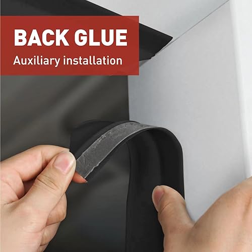 Miniatura 5 de Tira de sellado superior y lateral para puerta de garaje, color negro, 34 pies, con parte trasera adhesiva, de goma, resistente a la intemperie,