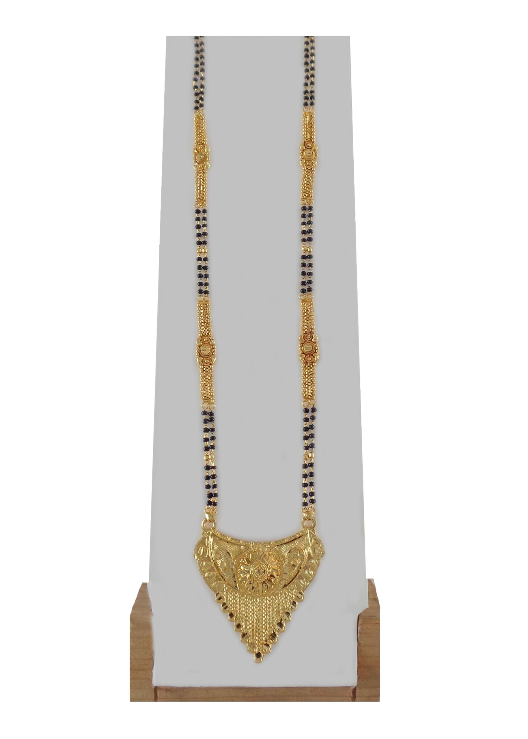 28 Inch Gold Plated Mangalsutra Tanmaniya with Black Beads for Women and Girls by Ramdev Art Fashion-image-6