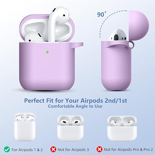 Miniatura 3 de Lerobo Funda protectora completa de silicona suave con kit limpiador y cable magnético antipérdida, para Airpods con llavero frontal LED visible,