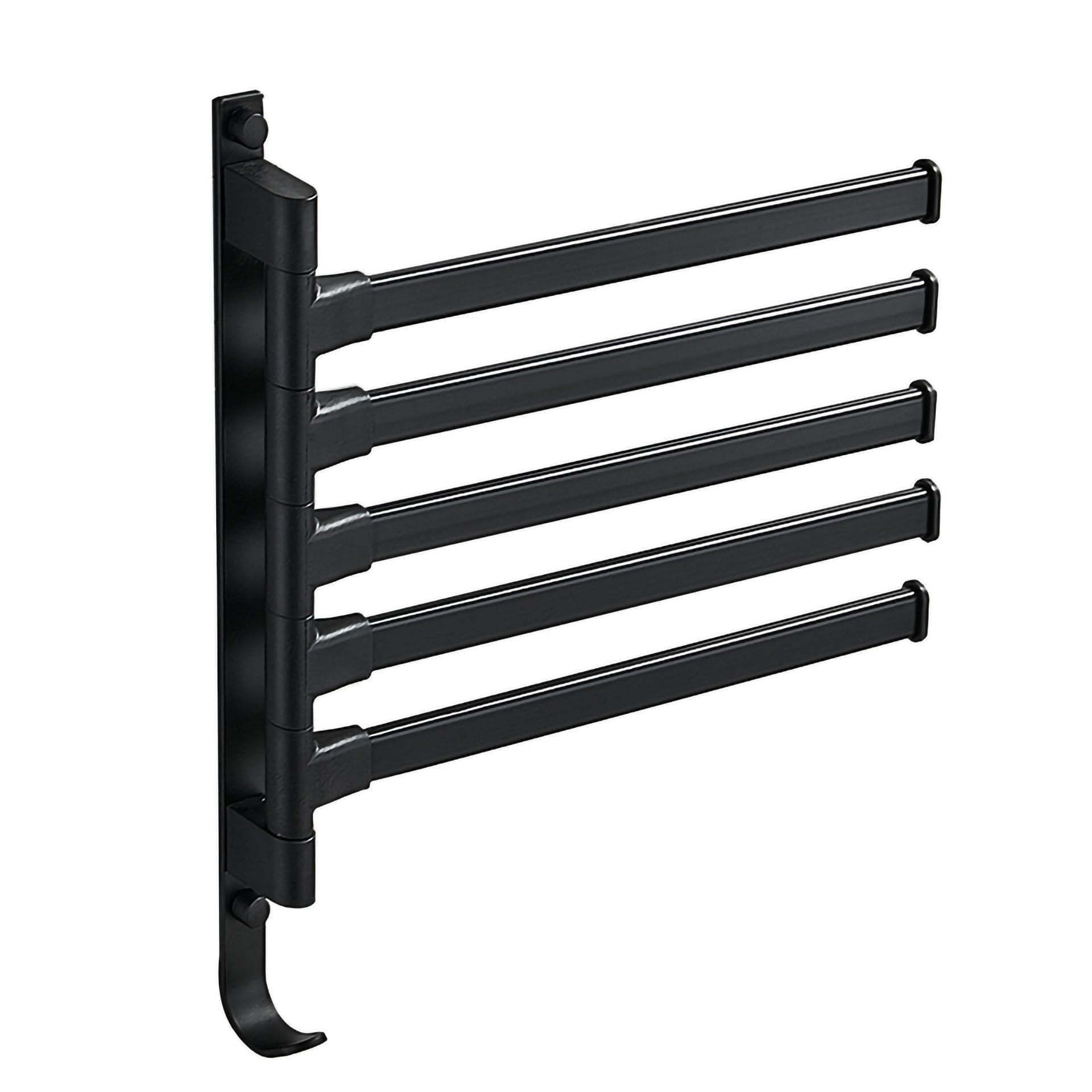 Towel Rack,180° Swivel Towel Rack,Advanced Materials Multi-Arm Towel Bar,Space Saving Wall Mounted Towel Holder with Hook,Rustproof Swing Out Towel Hanger for Bathroom,Kitchen (5-bar)