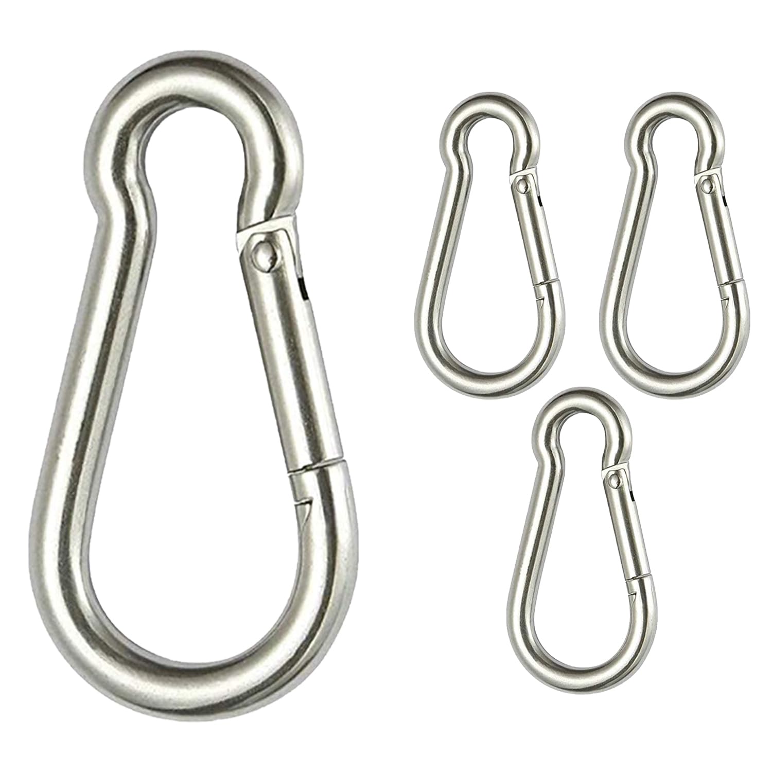 Lock for Climbing, snap Hook for Rope, GI Snap Hook Carabiner (Silver), Outdoor Sports Carabiner snap Spring Clips Hook (8 MM, 4)
