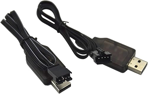 Miniatura 5 de Blomiky Paquete de 2 cables de carga USB de 7.4 V/2 x 3.7 V 400 mA con enchufe SM-4P de 4 pines para versión antigua UDI001 UDI008 UDI009 y HJ808