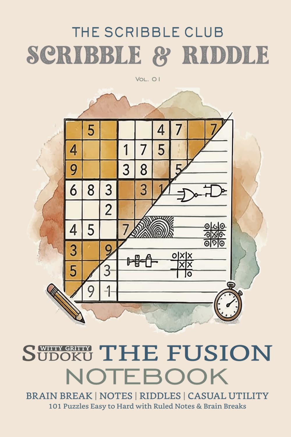 Scribble & Riddle: Sudoku Witty Gritty - The Fusion Notebook: 101 Puzzles Easy to Hard with Ruled Notes & Brain Breaks (Scribble & Riddle Series)