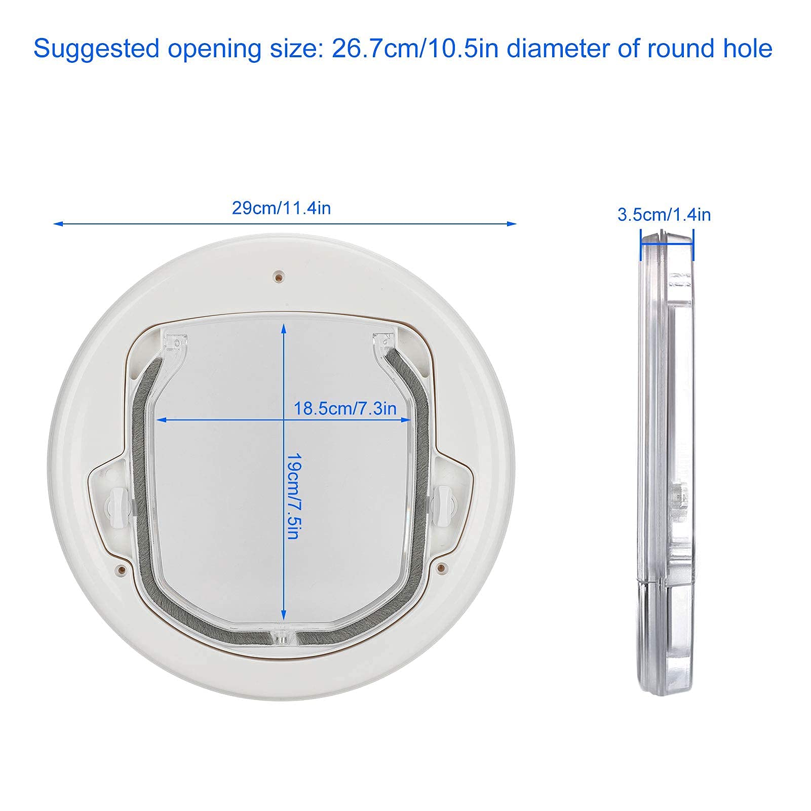 Cat Flap Door 4 Wege Verriegelung Pet Flap Door Runde Magnetische Hundetür In & Out Sichere Haustiertür für Katzen und kleine Hunde Hündchen Welpentiere Sicherheitsrampen