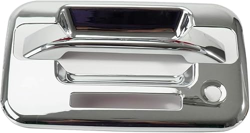 Miniatura 9 de 4 cubiertas cromadas para manijas de puerta con orificio para teclado y 1 cubierta para portón trasero con orificio para cerradura para Ford F150