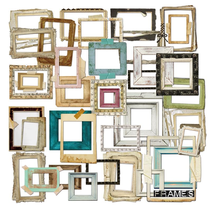 CATaireen Vintage Junk Journal Ephemera Scrapbooking Supplies Translucent Vellum Paper Stickers Card Making Decal Art Aesthetic for Adults (Ephemera Frame)