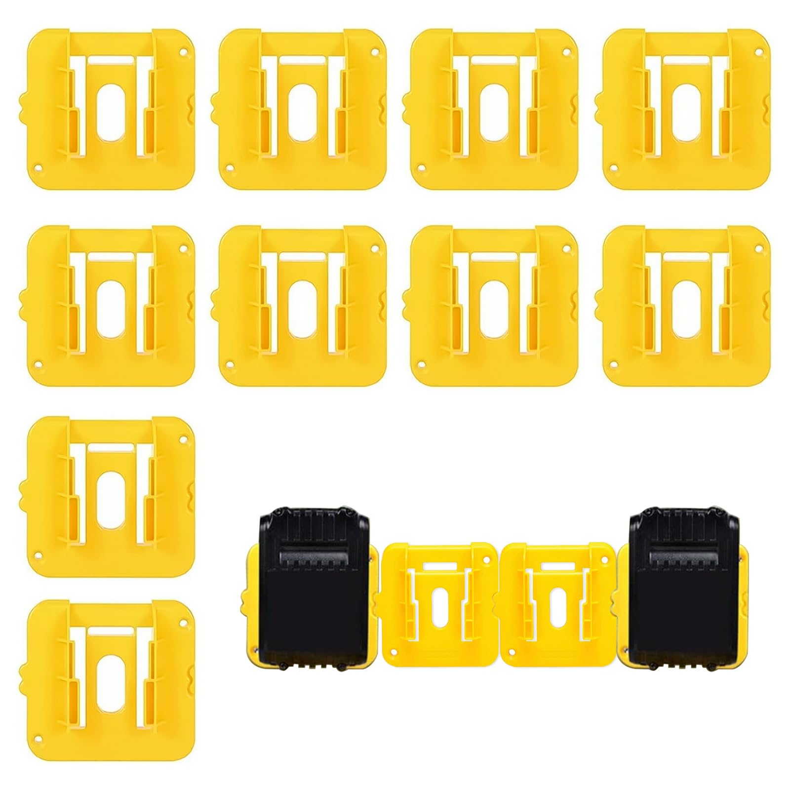 10-Pack Battery Holders Compatible with DeWalt 18V Battery, Wall Mount Battery Packout Organizer Batteries Storage Rack with Screws for Work Van,Wall, Shelf, Toolbox