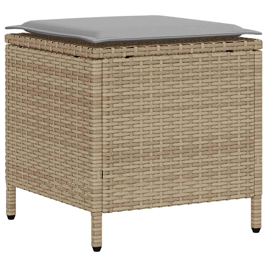 Set di 4 divani da giardino in polyrattan beige, resistente ai raggi UV, impermeabile, per balcone e terrazza, set lounge con cuscino, piedini regolabili, portata 110 kg