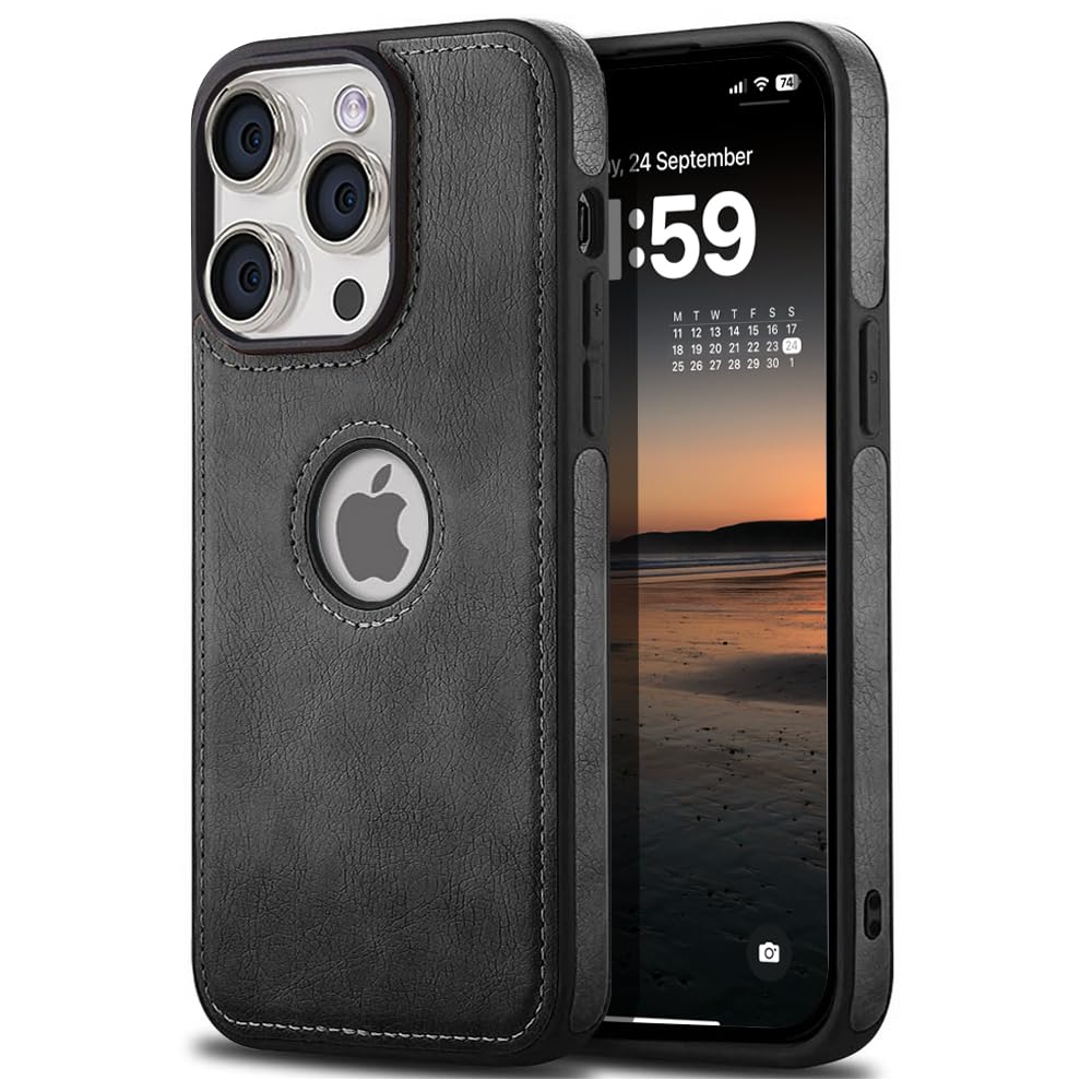 KARWAN®️ Genuine Leather Finish iPhone 14 Pro Max Back Cover Case |Shockproof Design |Raised Edges for Camera & Screen Protection |Super Soft - Touch |Leather Case for iPhone 14 Pro Max(Black) (B0CTK8FXYF) Amazon Price History, Amazon Price Tracker