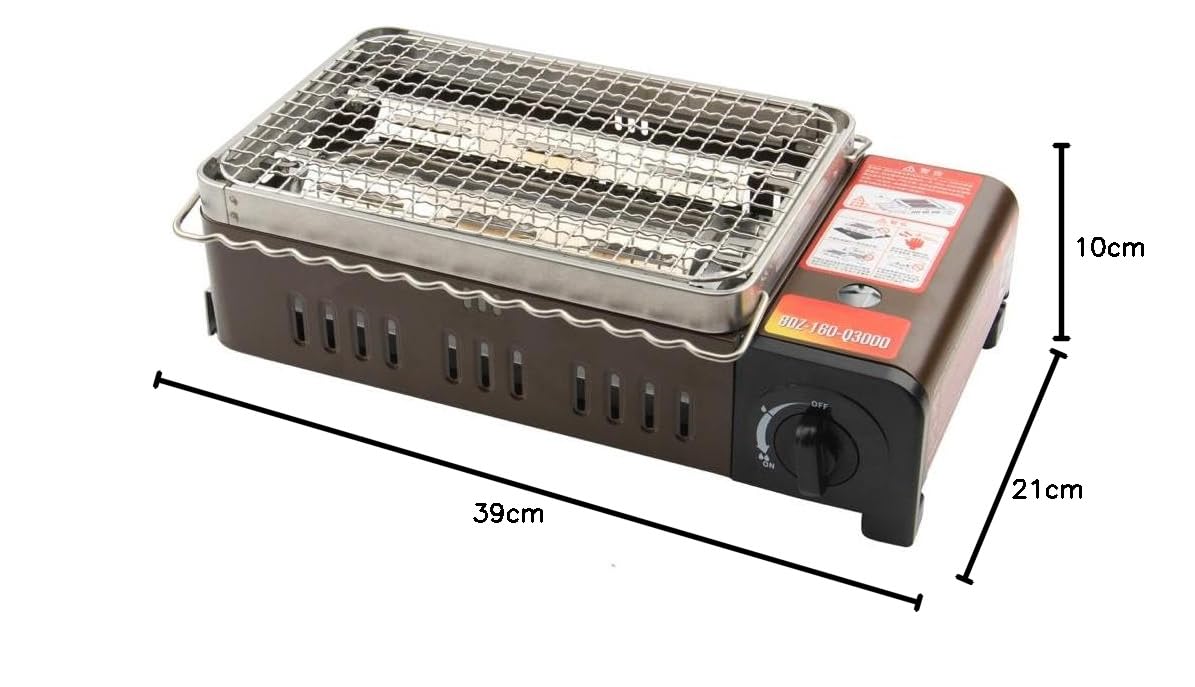 IMEX Camping Gasgrill – Reisegrill mit Transporttasche, Tragbarer BBQ Tischgrill für Butangas, Ideal für Reisen, Camping & Outdoor Barbecue BDZ-Q3000