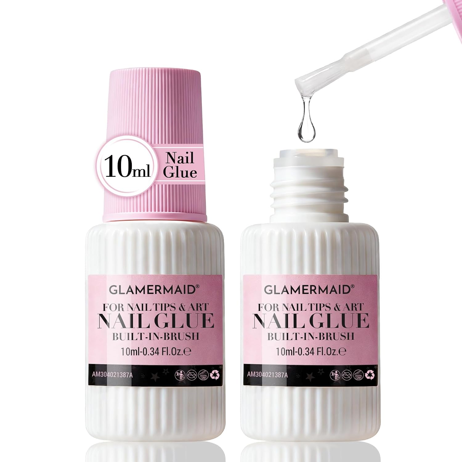 GLAMERMAID Brush on Nail Glue - Beginner Friendly Adhesive