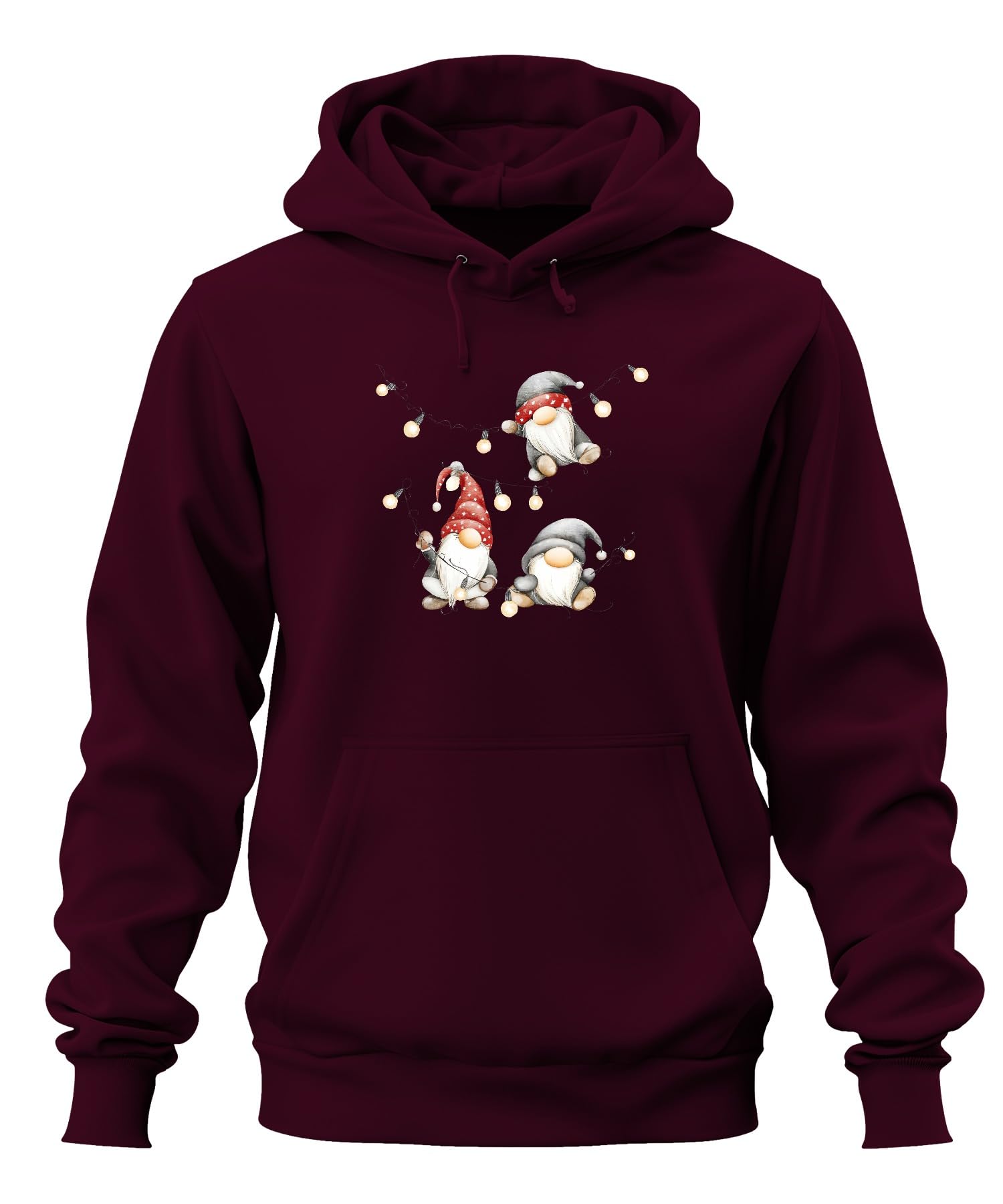 Świąteczny skrzat bożonarodzeniowy, łańcuch świetlny, uroczy, skandynawski, unisex bluza z kapturem