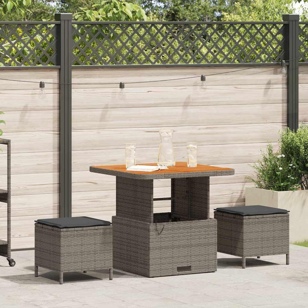 Salon de jardin en polyrotin compact pour petits balcons avec coussins imperméables