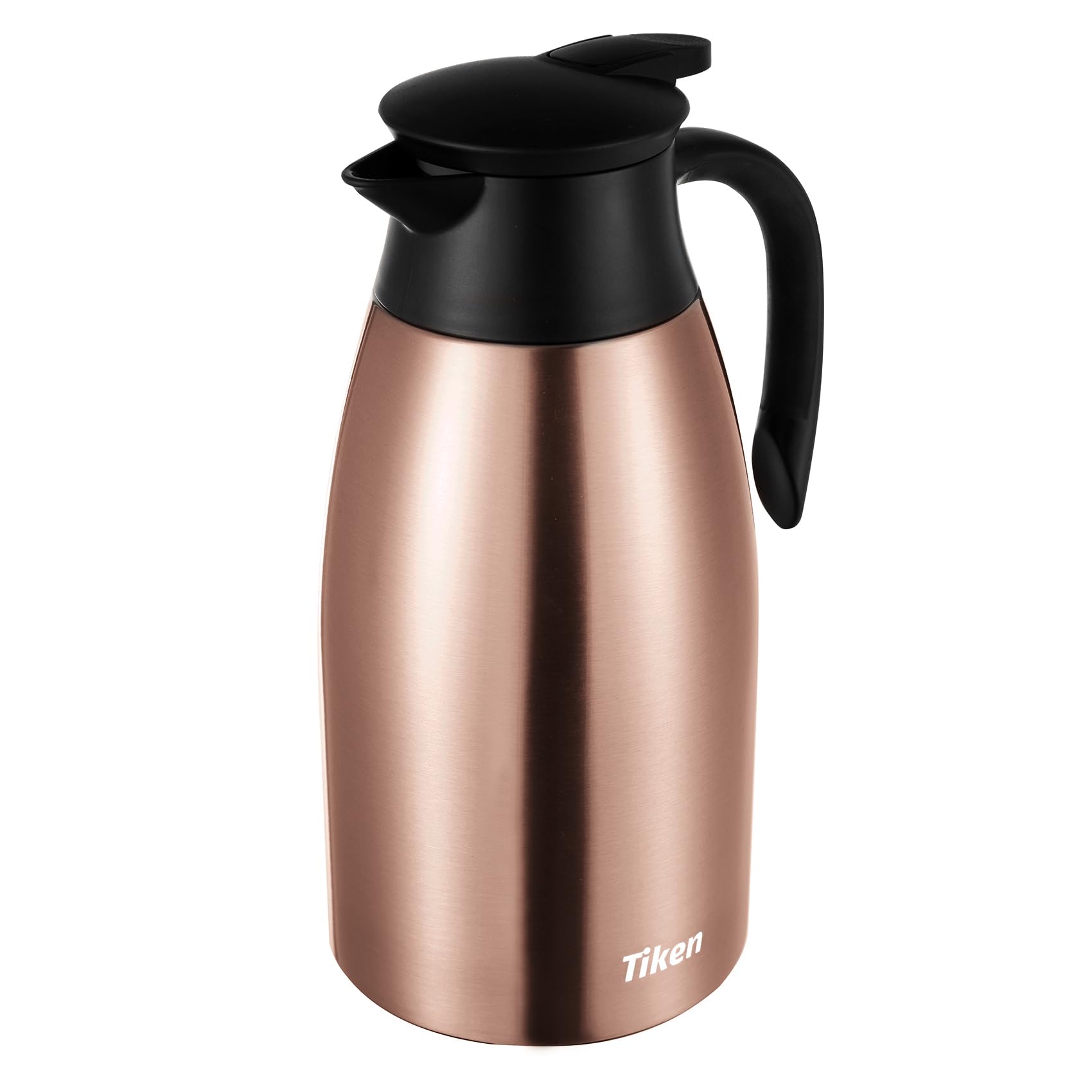 Tiken 68 Oz Thermal Coffee Carafe, Stainless Steel Insulated Vacuum Coffee Carafes for Keeping Hot, 2 Liter Beverage Dispenser (Copper)